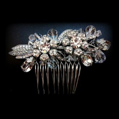 Yasmin Bridal Comb: Vintage Floral Crystal with Swarovski